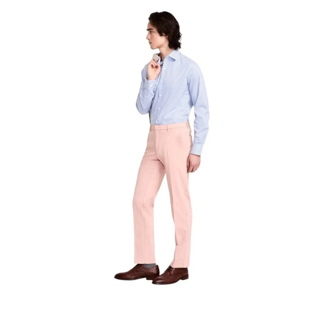 $95 NEW TOMMY HILFIGER Mens 42x32 Coral TH Flex Slim Dress Pants/Slacks